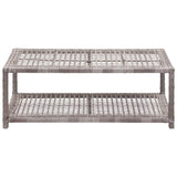 Shoe Bench Grey 80x40x30 cm Poly Rattan - Front View