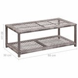 Shoe Bench Grey 80x40x30 cm Poly Rattan - 45-Degree Angle