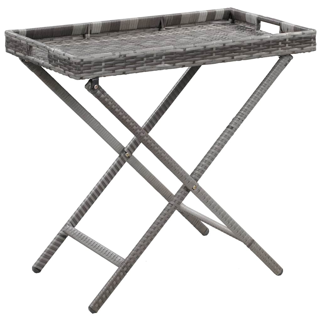 Folding Table Grey 80x45x75 cm Poly Rattan