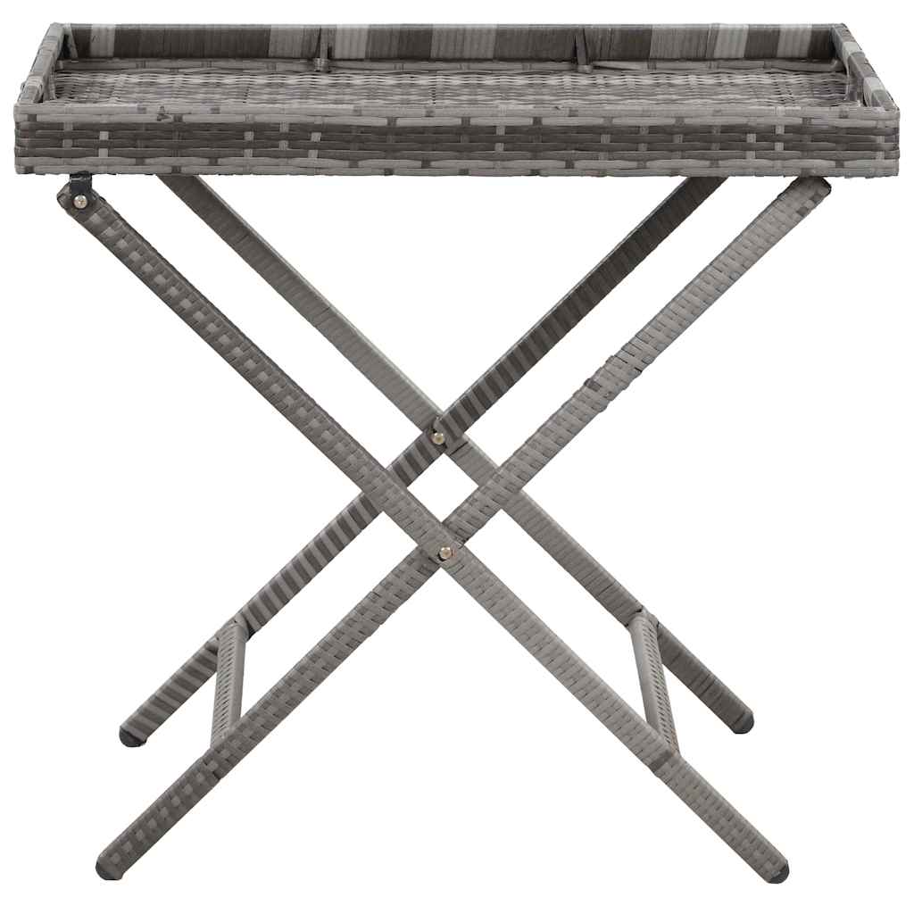 Folding Table Grey 80x45x75 cm Poly Rattan