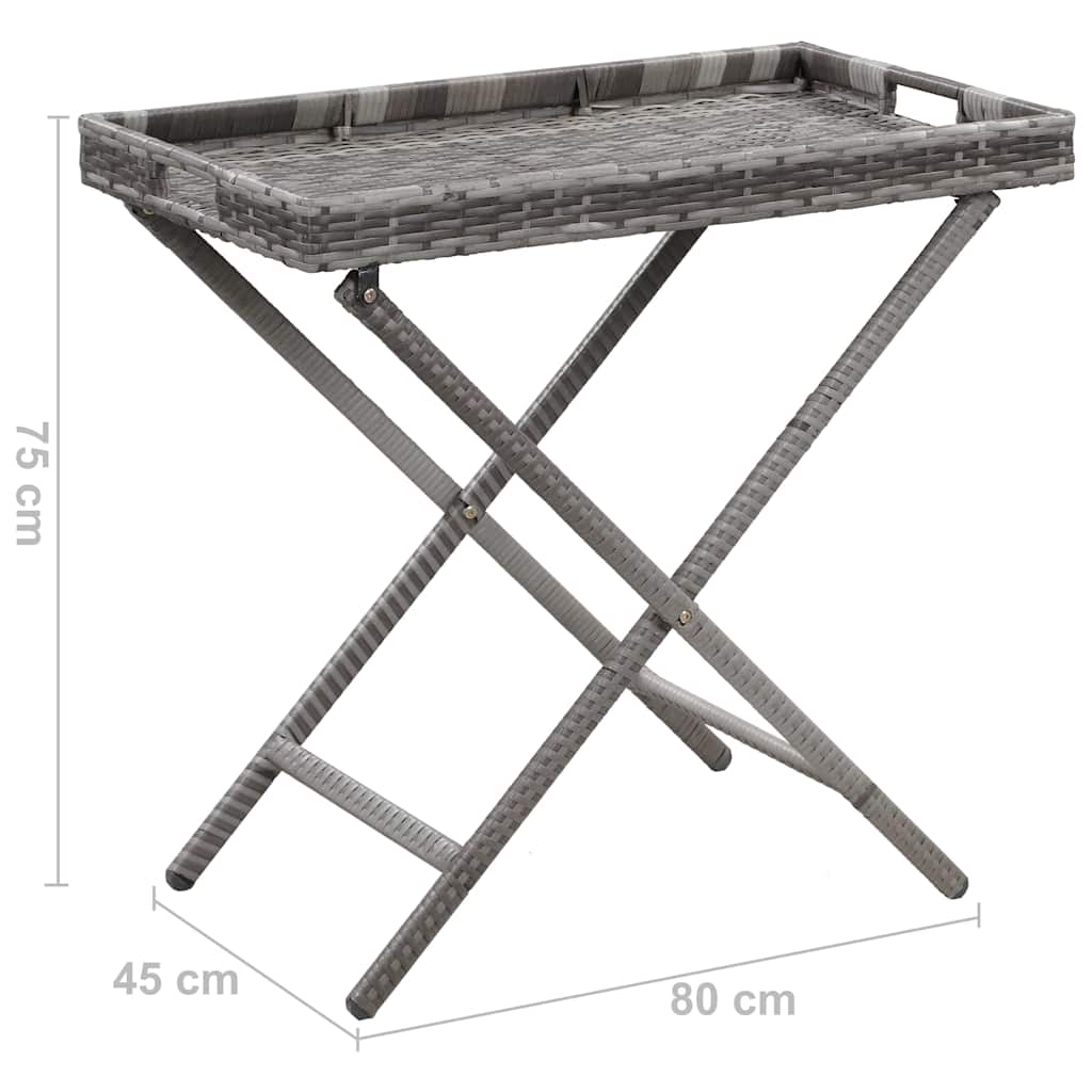 Folding Table Grey 80x45x75 cm Poly Rattan