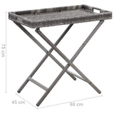 Folding Table Grey 80x45x75 cm Poly Rattan