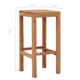Bar Stools 2 pcs Solid Teak Wood - Rear View