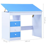 Children Drawing Study Desk Tiltable Blue and White - Extra Image