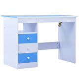 Children Drawing Study Desk Tiltable Blue and White - Side View