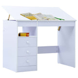 Children Drawing Study Desk Tiltable White - Front View