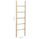 Towel Ladder with 5 Rungs 170 cm Bamboo - Top-Down View