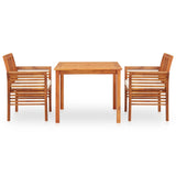 3 Piece Outdoor Dining Set with Cushions Solid Wood Acacia
