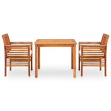 3 Piece Outdoor Dining Set with Cushions Solid Wood Acacia - Front View
