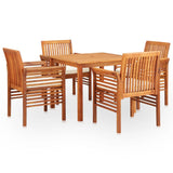 5 Piece Outdoor Dining Set with Cushions Solid Wood Acacia