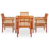 5 Piece Outdoor Dining Set with Cushions Solid Wood Acacia