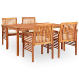 5 Piece Outdoor Dining Set with Cushions Solid Wood Acacia