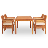 5 Piece Outdoor Dining Set with Cushions Solid Wood Acacia - Front View