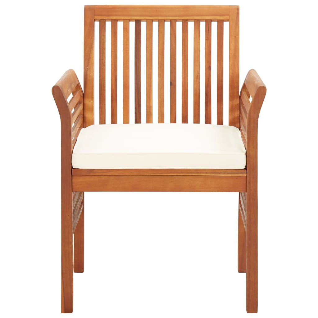 5 Piece Outdoor Dining Set with Cushions Solid Wood Acacia