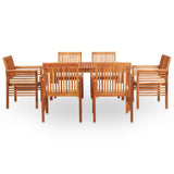 7 Piece Outdoor Dining Set with Cushions Solid Wood Acacia - Front View