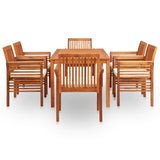 7 Piece Outdoor Dining Set with Cushions Solid Wood Acacia - Side View