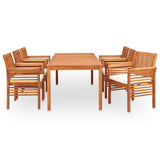 7 Piece Outdoor Dining Set with Cushions Solid Wood Acacia