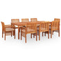 9 Piece Outdoor Dining Set with Cushions Solid Wood Acacia