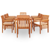 9 Piece Outdoor Dining Set with Cushions Solid Wood Acacia - Side View