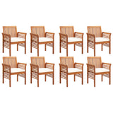 9 Piece Outdoor Dining Set with Cushions Solid Wood Acacia - Top-Down View