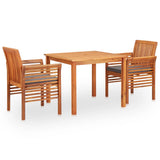 3 Piece Outdoor Dining Set with Cushions Solid Wood Acacia