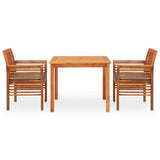 3 Piece Outdoor Dining Set with Cushions Solid Wood Acacia - Front View