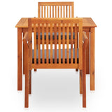 3 Piece Outdoor Dining Set with Cushions Solid Wood Acacia - Side View