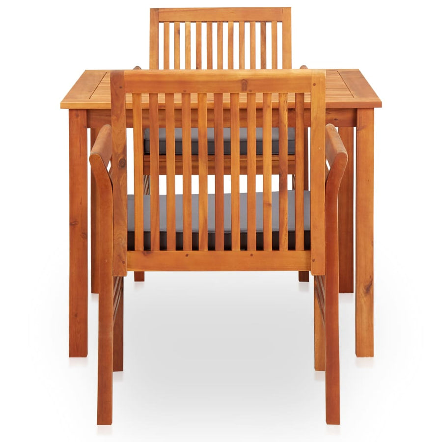 3 Piece Outdoor Dining Set with Cushions Solid Wood Acacia