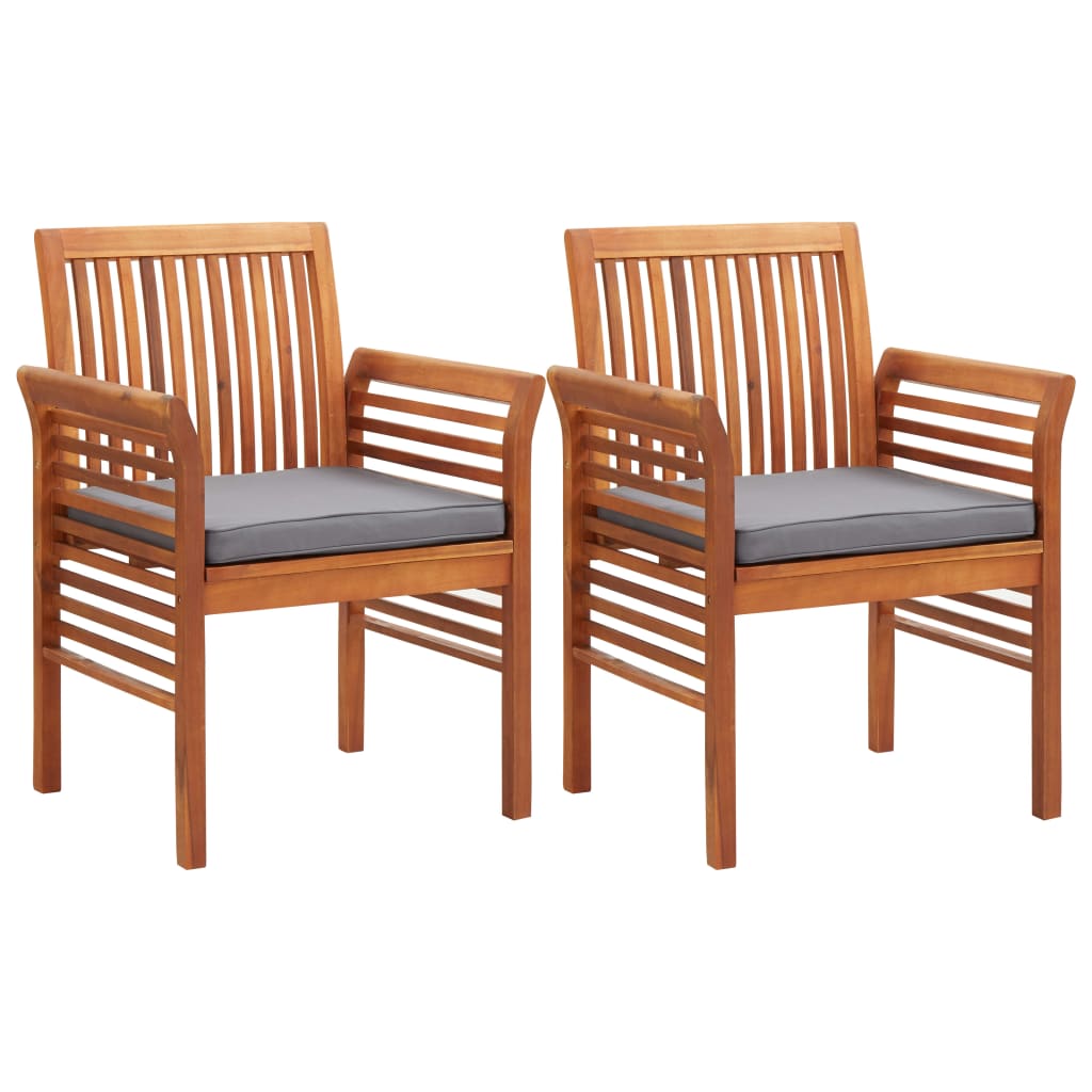 3 Piece Outdoor Dining Set with Cushions Solid Wood Acacia