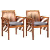3 Piece Outdoor Dining Set with Cushions Solid Wood Acacia
