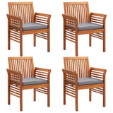 5 Piece Outdoor Dining Set with Cushions Solid Wood Acacia - Side View