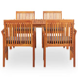5 Piece Outdoor Dining Set with Cushions Solid Wood Acacia - Side View