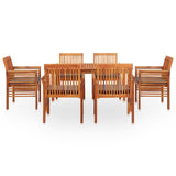 7 Piece Outdoor Dining Set with Cushions Solid Wood Acacia