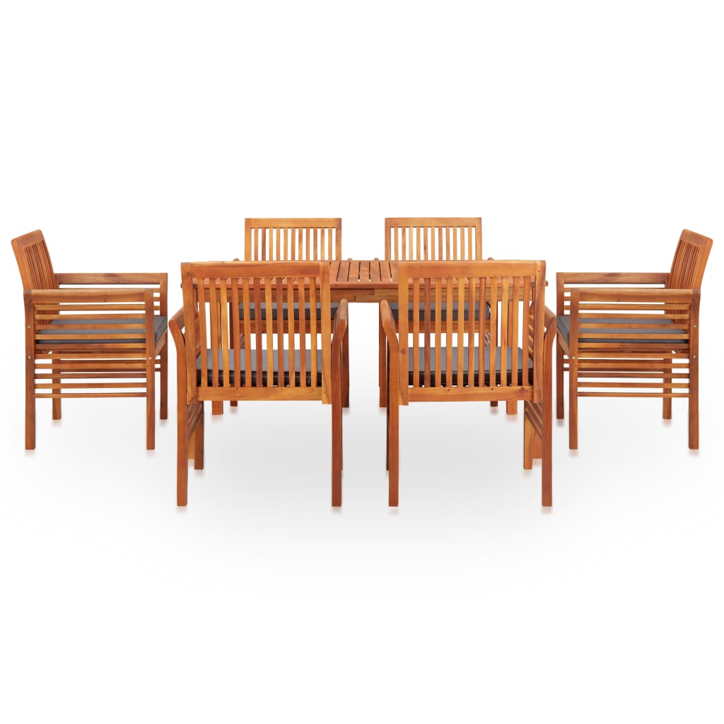 7 Piece Outdoor Dining Set with Cushions Solid Wood Acacia