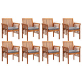 9 Piece Outdoor Dining Set with Cushions Solid Wood Acacia