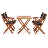 5 Piece Outdoor Dining Set Black Solid Eucalyptus Wood