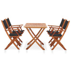 5 Piece Outdoor Dining Set Black Solid Eucalyptus Wood