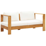 4 Piece Garden Lounge Set with Cushions Cream Solid Acacia Wood - Close-Up Angle