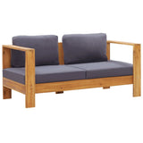 4 Piece Garden Lounge Set with Cushions Grey Solid Acacia Wood - Close-Up Angle