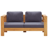 4 Piece Garden Lounge Set with Cushions Grey Solid Acacia Wood - Low Angle