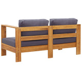 4 Piece Garden Lounge Set with Cushions Grey Solid Acacia Wood - Extra Image