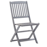 5 Piece Garden Dining Set Solid Wood Acacia Grey - Low Angle