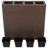Garden Raised Bed with 4 Pots 2 pcs Poly Rattan Brown - 45-Degree Angle