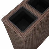 Garden Raised Bed with 4 Pots 2 pcs Poly Rattan Brown - Rear View