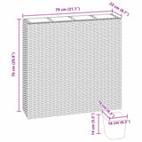 Garden Raised Bed with 4 Pots 2 pcs Poly Rattan Brown - Low Angle