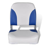 Boat Seats 2 pcs Foldable Backrest With Blue-white Pillow 41x36x48 cm - Side View