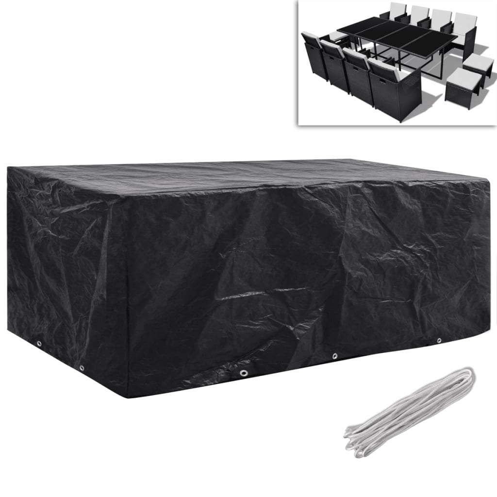 Garden Furniture Covers 2 pcs 8 Person Poly Rattan Set 10 Eyelets 229x113 cm