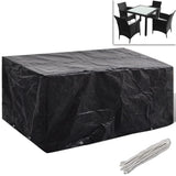 Garden Furniture Covers 2 pcs 4 Person Poly Rattan Set 8 Eyelets 180x140 cm - Front View