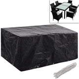 Garden Furniture Covers 2 pcs 6 Person Poly Rattan Set 10 Eyelets 240x140 cm - Front View