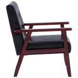 Sofa Set 3 Piece Black Faux Leather - Close-Up Angle